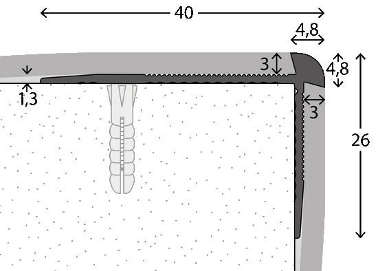 Prinz Treppenkantenprofil Nr. 187, 40 x 26 mm Bild